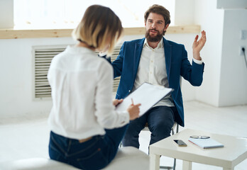 Fototapeta premium A man at a psychologist's appointment diagnosis communication health consultation