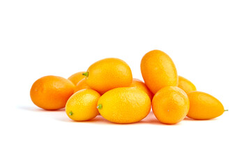Kumquat, fresh citrus fruits isolated on white background