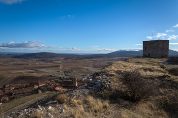 Landscape of the medieval village of Atienza from the castle, Guadalajara, Spain