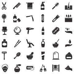 Hair Salon Icons. Black Scribble Design. Vector Illustration.