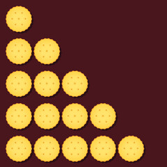 Background with round crackers arranged in a frame shape