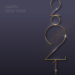Holiday greeting card with golden 2021 New Year logo. Vector illustration. Holiday design for greeting card, invitation, calendar, etc.