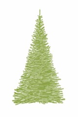 christmas tree isolated on white background, High street  fir-tree