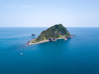 Fototapeta na wymiar May 19, 2018, Keelung Islet stands northeast off Keelung. It is the most prominent island landmark in northern Taiwan.