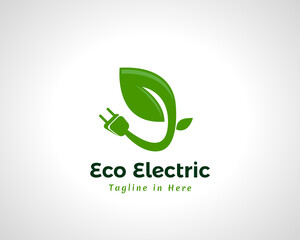 Alternative energy green leaf eco electric icon logo design symbol illustration