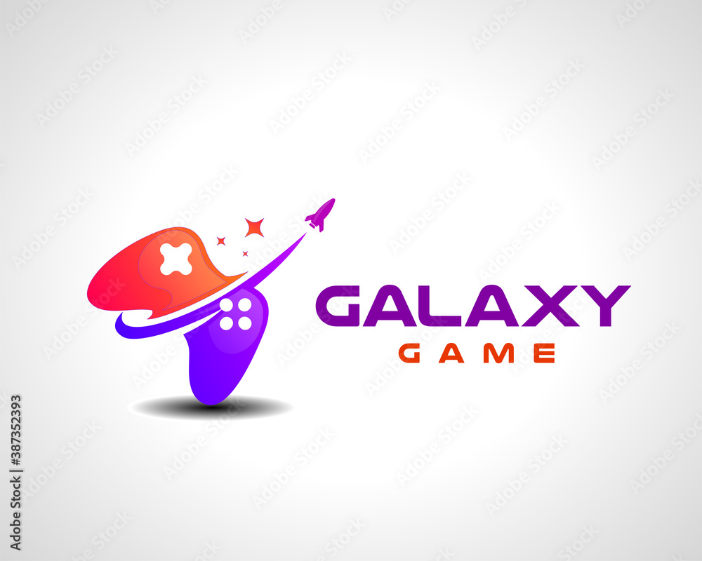 Wall mural Galaxy star rocket up joystick game logo icon symbol design illustration