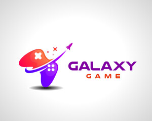Galaxy star rocket up joystick game logo icon symbol design illustration © syafart
