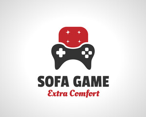 Sofa game furniture comfort gamers icon logo symbol design illustration