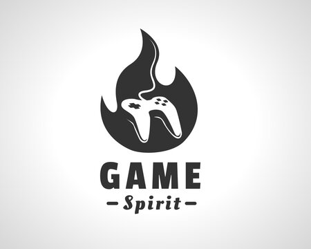 Spirit gamers flame fire joystick logo symbol icon design illustration