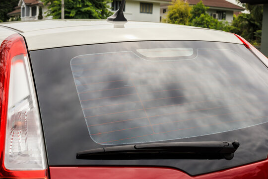 Black Car Rear Window, Photoshop Photopea Sticker Decal Mockup, Glass Window  & Metal Backside, Outdoor Scenes RW-1 