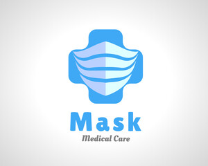 Health mask cross medic logo icon symbol design illustration