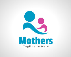 Mother and baby relation abstract art design symbol icon logo illustration