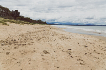 Seven Mile beach a pristine golden sand beach just outside of the city of Hobart in Tasmania, Australia