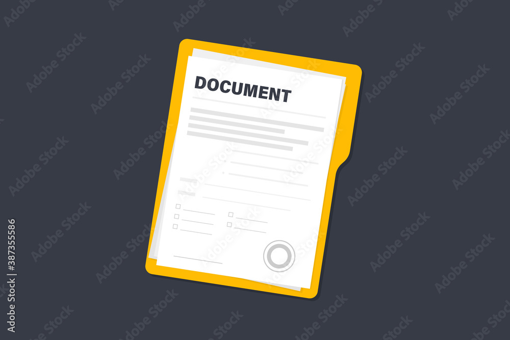 Leinwandbilder contract papers. document. folder with stamp and text. stack of agreements document papers with sign