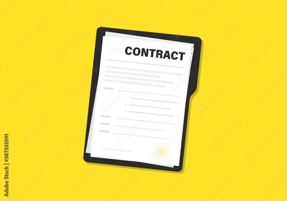 Fototapete contract papers. document. folder with stamp and text. stack of agreements document papers with sign