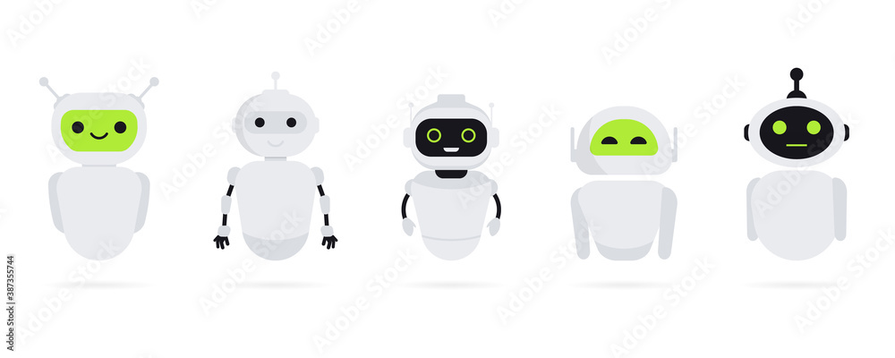 Fototapete set of chat bot in flat style. chat messenger icon. support or service icon. support service bot. on