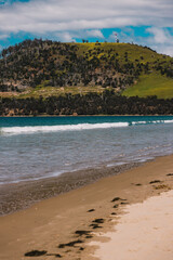 Seven Mile beach a pristine golden sand beach just outside of the city of Hobart in Tasmania, Australia