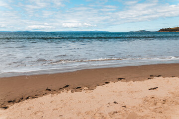 Seven Mile beach a pristine golden sand beach just outside of the city of Hobart in Tasmania, Australia