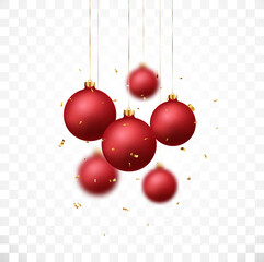 Red christmas balls design isolated on white background