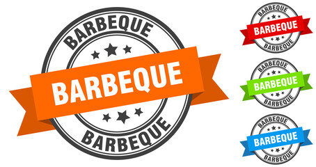 barbeque stamp. round band sign set. label