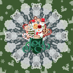 Olive pattern background with holiday sweets