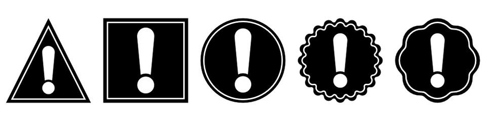 Set of black exclamation point. Vector symbols