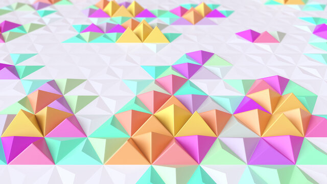 Abstract geometric bright tech pattern. 3D render