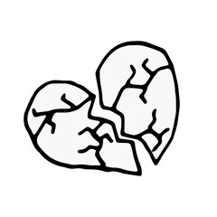 Heart vector illustration. Icon. Heart broken in two with cracks. Broken heart, pain, suffering.