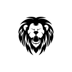 head of lion in black isolated white. vector design inspiration for logo identity