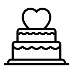 Valentines day cake icon. Outline valentines day cake vector icon for web design isolated on white background