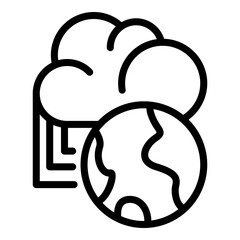 Global cloud icon. Outline global cloud vector icon for web design isolated on white background