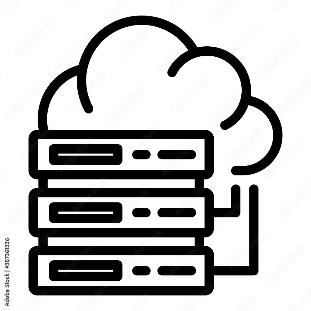 Poster server data cloud icon. outline server data cloud vector icon for web design isolated on white backg