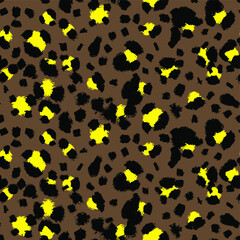 Abstract Leopard Cheetah Animal Skin Shapes Geometric Brush Strokes Seamless Vector Pattern Isolated Background