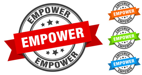 empower stamp. round band sign set. label