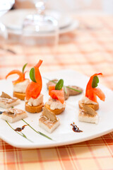 Black truffles Canapès, Restaurant, Il Tartufo, S. Sofia, Laconi, Oristano, Sardinia, Italy