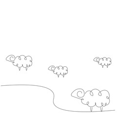 Lambs farming animal silhouette drawing. Vector illustration