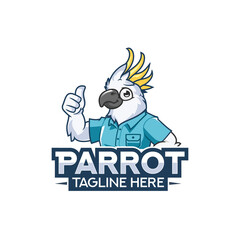 Parrot professional logo mascot design Premium Vector