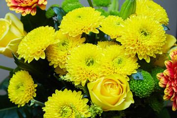 bouquet of yellow chrysanthemums