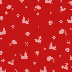 Naklejka na ściany i meble Red pattern background with holiday forest