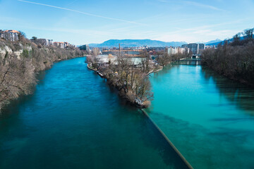 Geneve river crosses with different colors