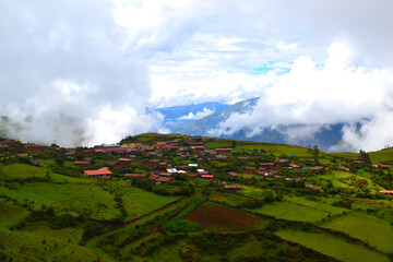 Naklejka premium The Chonta town located on the road to the home of condors, photographed in 2018.