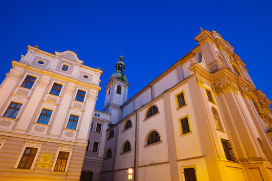 St. Voytech Church in Opava at night