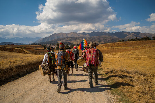 This moment was captured in July 2019, march of Sikuris musicians in Chinchero - Cusco. 