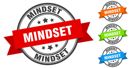 mindset stamp. round band sign set. label