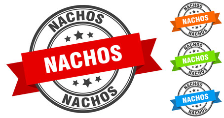 nachos stamp. round band sign set. label