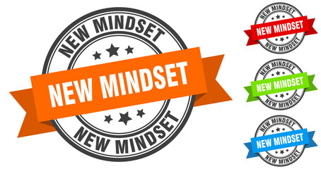 new mindset stamp. round band sign set. label