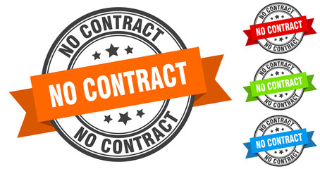 no contract stamp. round band sign set. label