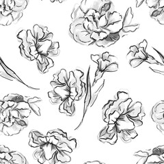 Sketch flowers on a design background for fashionable textile beautiful floral pattern graphic nature illustration print