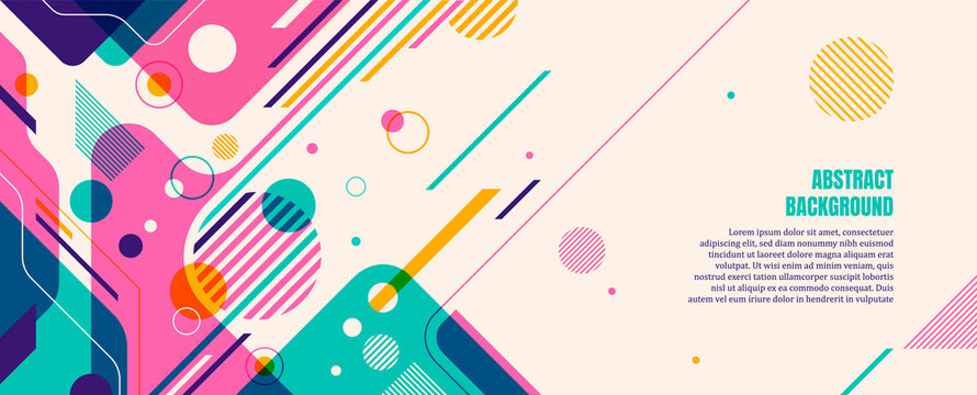 Abstract web banner design with colorful geometric shapes. Vector illustration.