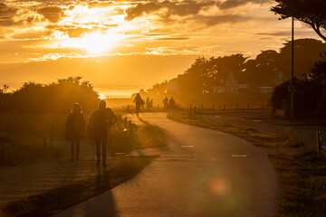 Piste cyclable - coucher de soleil
